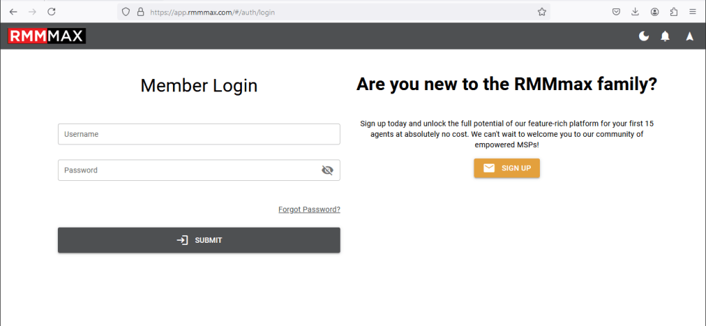 app.rmmmax.com - sign up and create an account