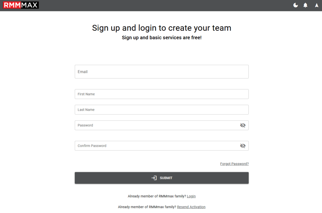 Signup form