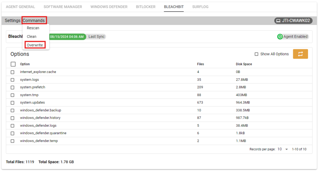 BleachBit Agent Commands (Overwrite) - RMMmax