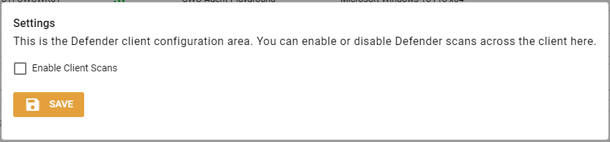 Client Windows Defender settings to enable client