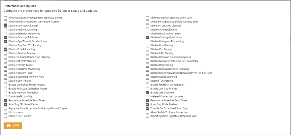 Windows Defender Agent preferences